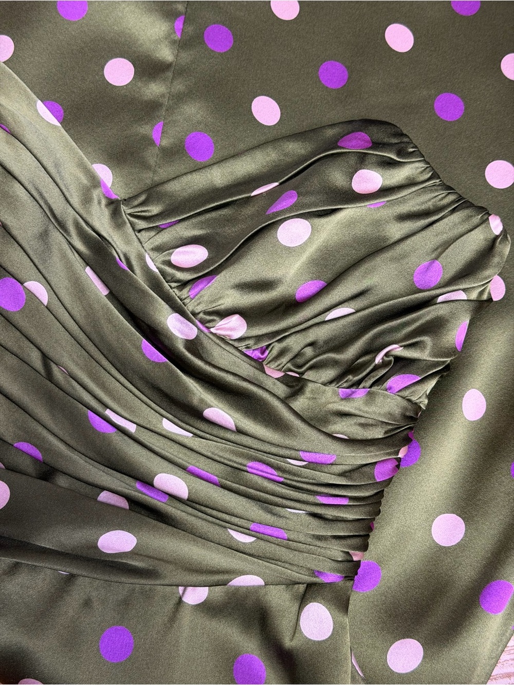 Betsy Johnson Vintage Polka Dot Ruched Satin Dress Size 6 - Picture 6 of 7